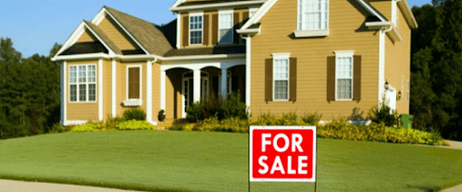 house with for sale sign for advertising